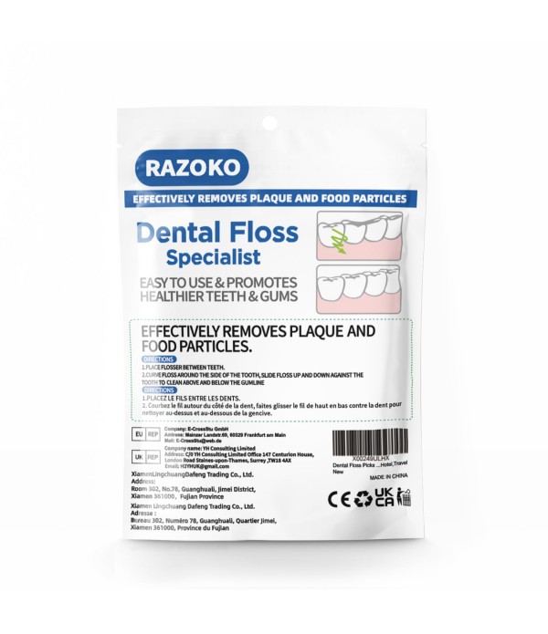 RAZOKO Dental Floss Picks High Pull Toothpicks Sticks,Professional Clean Floss Picks,Unflavored Disposable Flossers Refill Pack 500Pcs