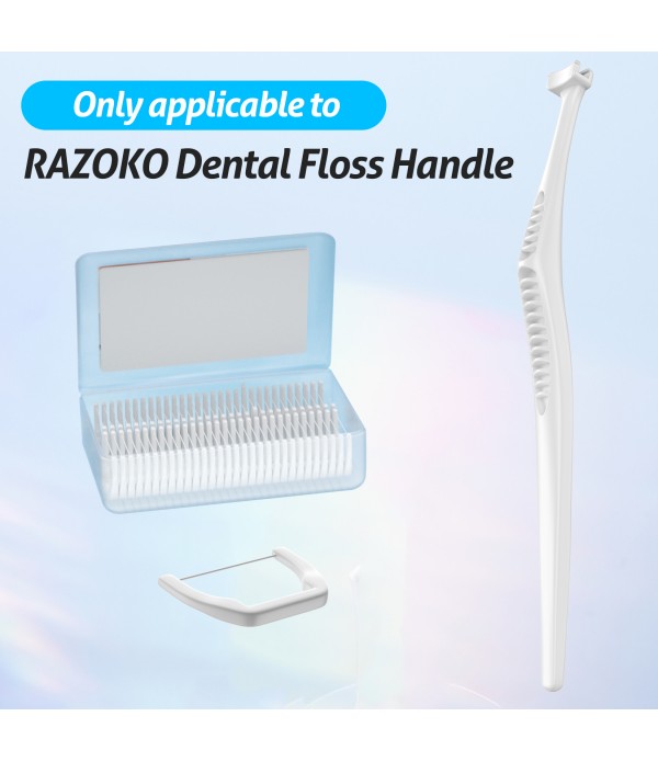 RAZOKO Dental Floss Picks, Clean Dental Flossers Kit with 2 Handle and 180 Extra Strength Refills