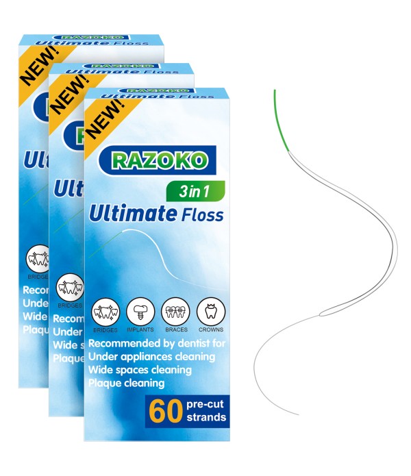 RAZOKO Dental Floss for Braces, 3 in 1 Ultimate Fl...