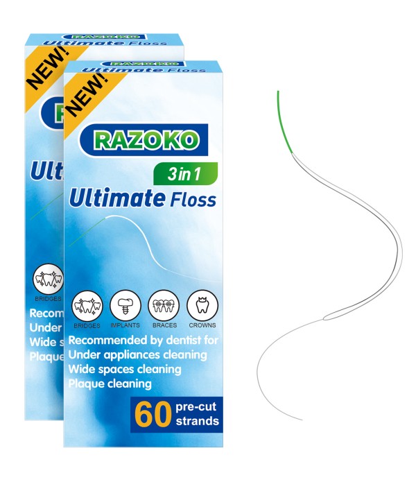 RAZOKO Dental Floss for Braces, 3 in 1 Ultimate Fl...